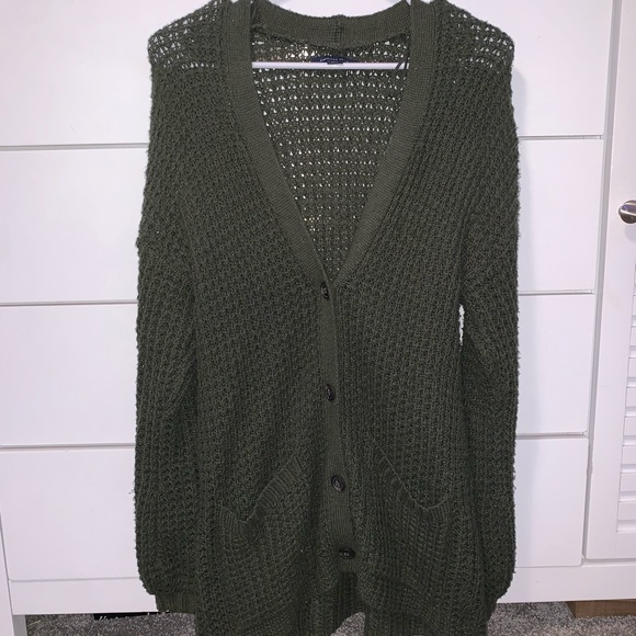 American Eagle Outfitters Sweaters - AE olive green button down sweater/ cardigan